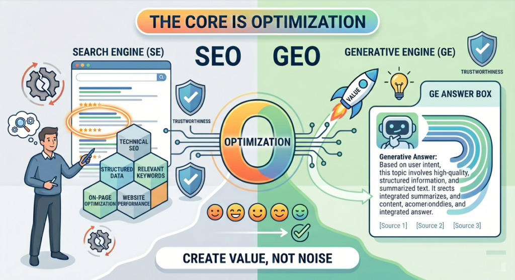 SEO还是GEO，只是信息中介平台不同，核心还是那个“O”